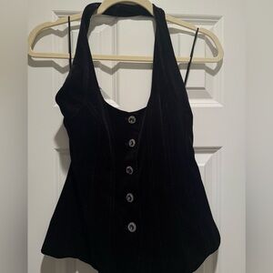 Zara Black Button-Front Halter Top